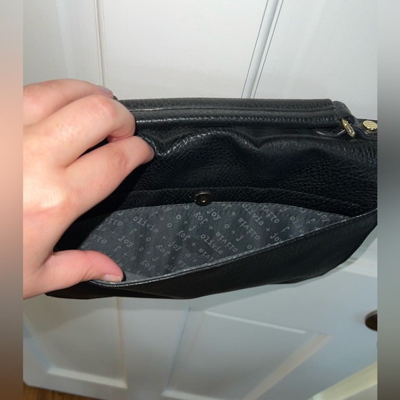 Olivia + Joy Black Faux Leather Clutch with Long Chain Strap - Picture 8 of 11